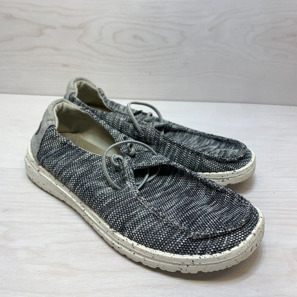 Hey Dude Wendy Sox Loafers Women's Size 7 Dark Gray Comfort Lace Up Casual Shoes